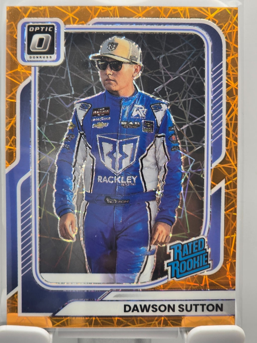 2026 Donruss OPTIC NASCAR Racing - #100 Dawson Sutton RC - Orange Velocity
