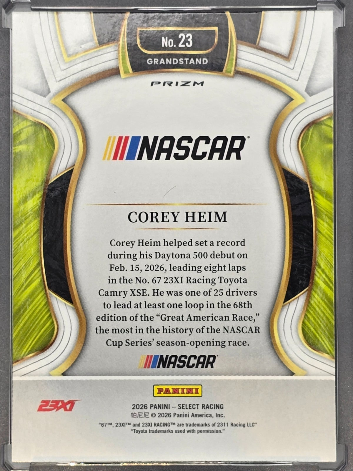 2026 Select Racing - #23 Corey Heim - Grandstand - Tri-Color SP