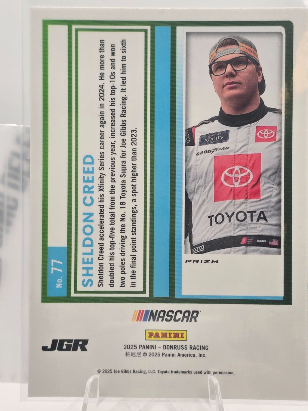 2025 Donruss Optic NASCAR Racing - #77 Sheldon Creed - Blue Velocity Prizm