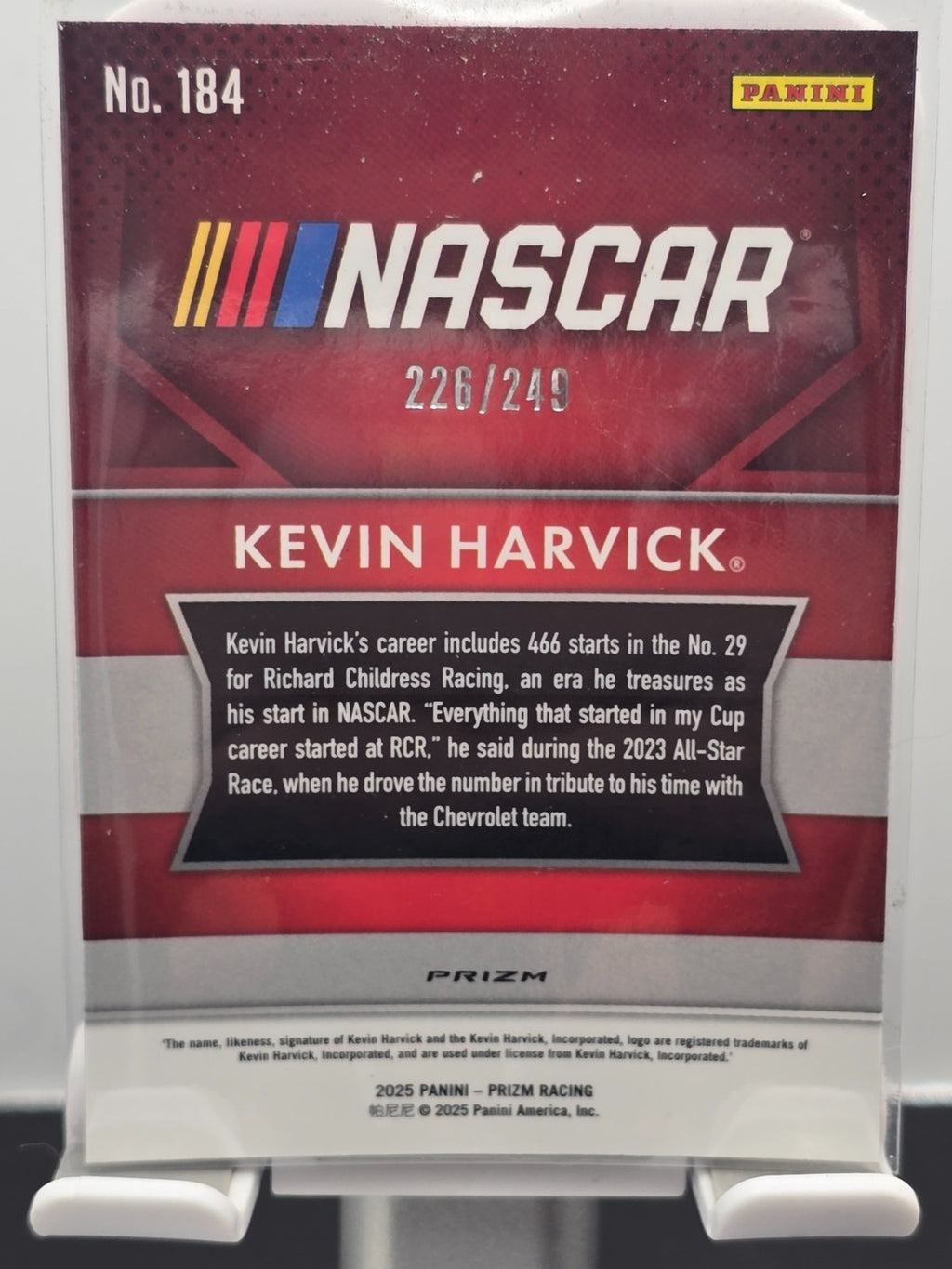 2025 Prizm Racing - #184 Kevin Harvic - Throwback - Red Prizm /249