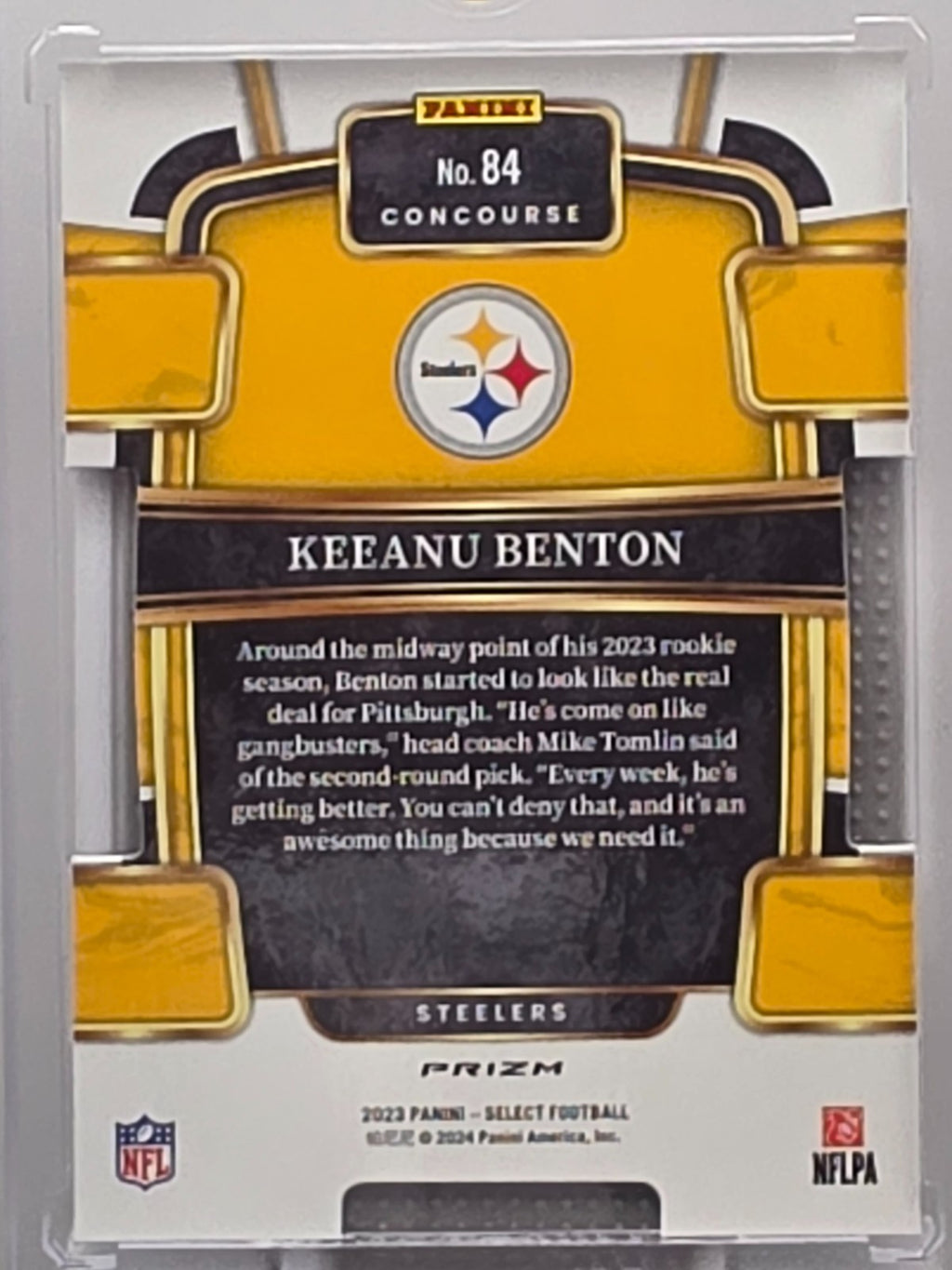 2023 Panini Select - Keeanu Benton (RC) - Black & Green - #84 **Buy 3 Get 1**