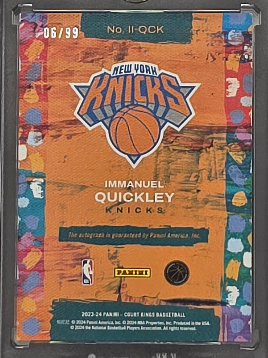 2023-24 Panini Court Kings Impressionist Ink Immanuel Quickley #II-QCK /99 (AU)