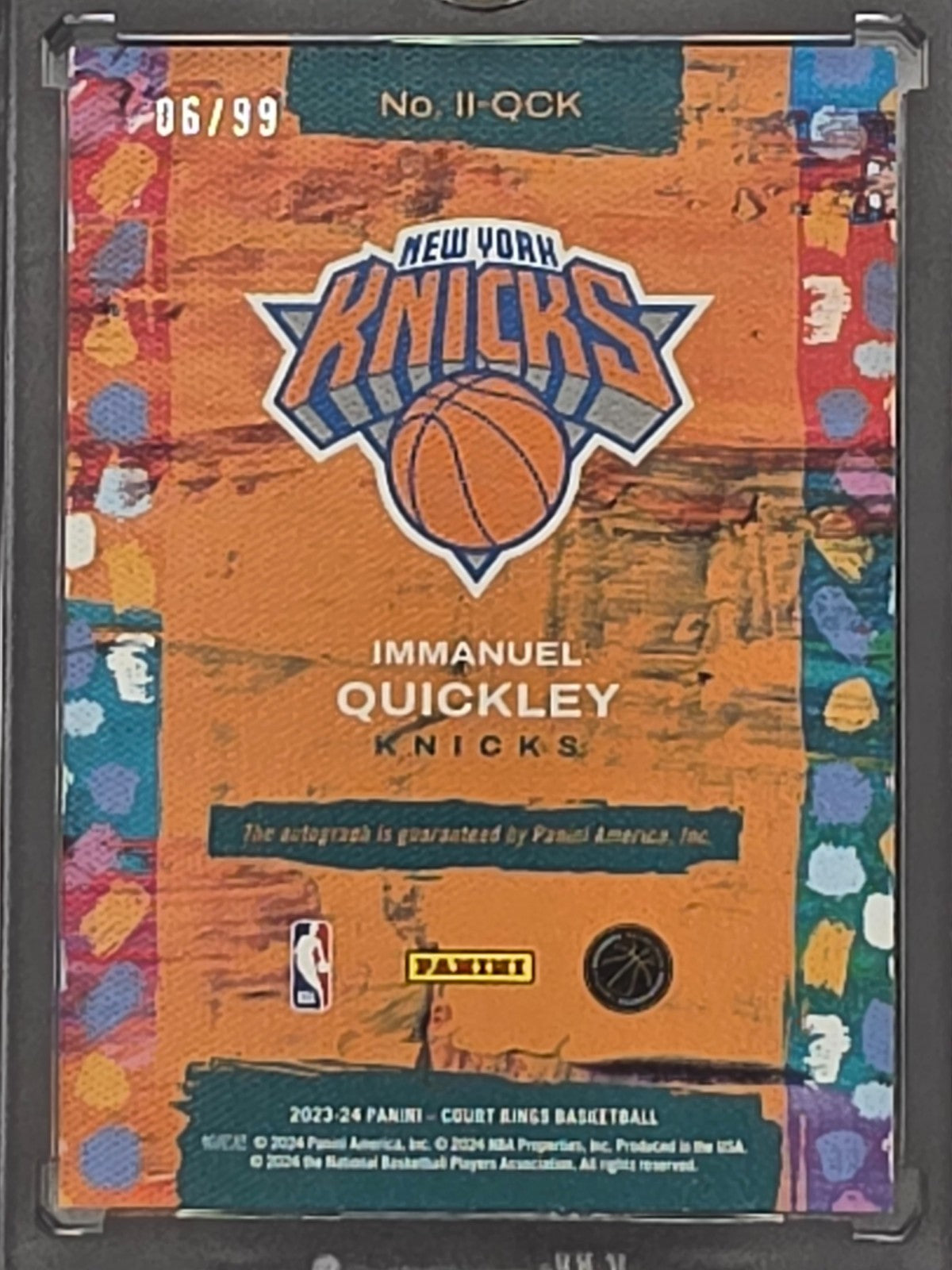 2023-24 Panini Court Kings Impressionist Ink Immanuel Quickley #II-QCK /99 (AU)