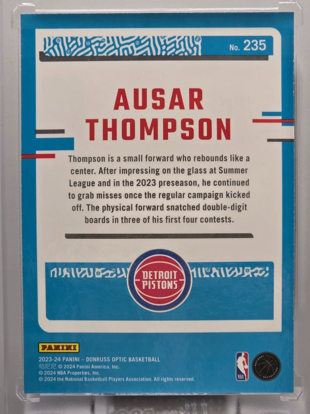 2023-24 Donruss Optic - Ausar Thompson (RC) - Rookie Base - #235