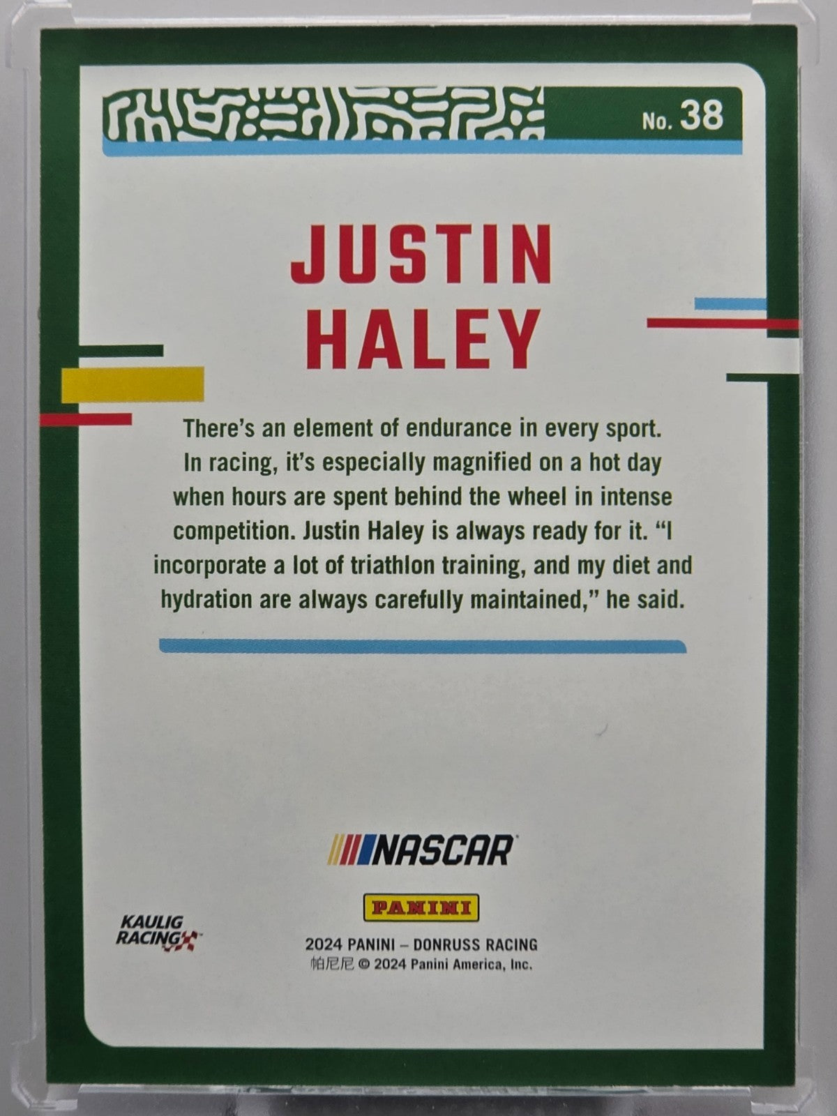 2024 Panini Donruss - Justin Haley - Purple /99 - #38 - Buy 3 Get 1