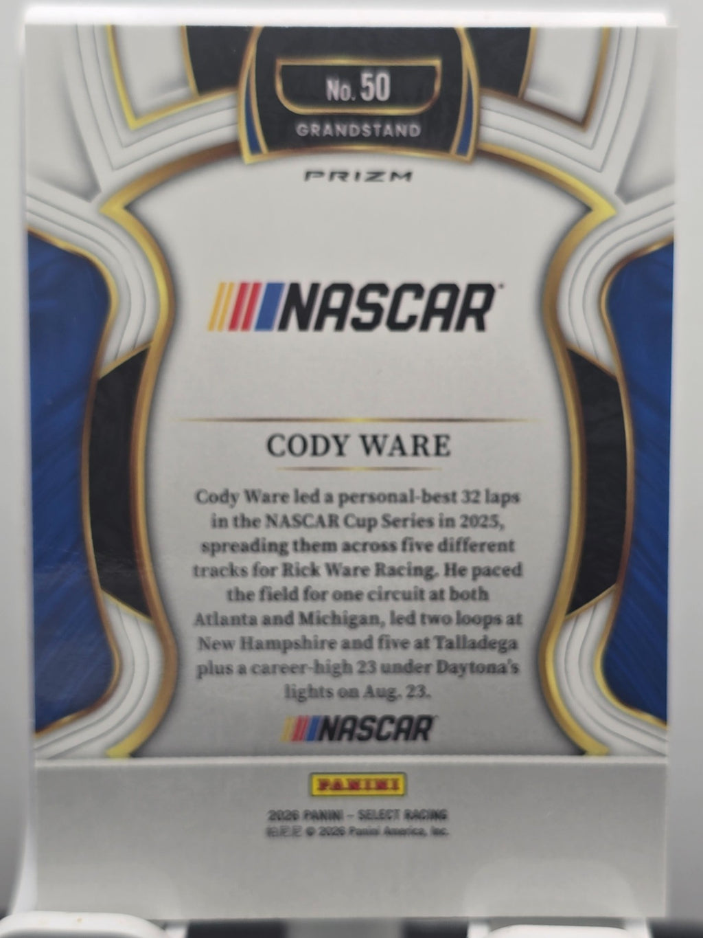 2026 Select Racing - #50 Cody Ware - Grandstand - Silver - Buy 3 Get 1 Free!