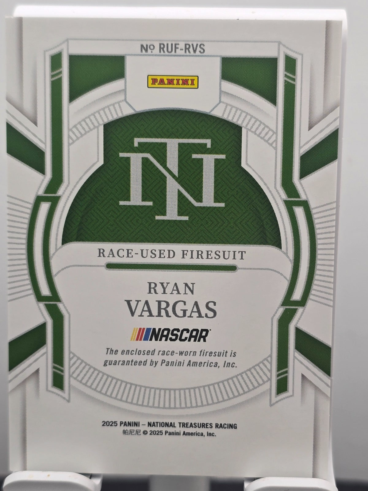2025 Panini National Treasures - #RUF-RVS Ryan Vargas - Firesuit /75