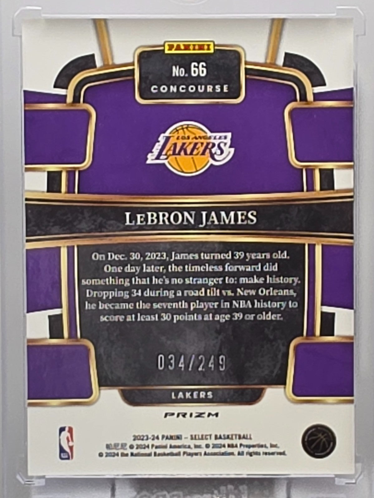 2023-24 Panini Select - LeBron James -  Blue Scope /249 - #66