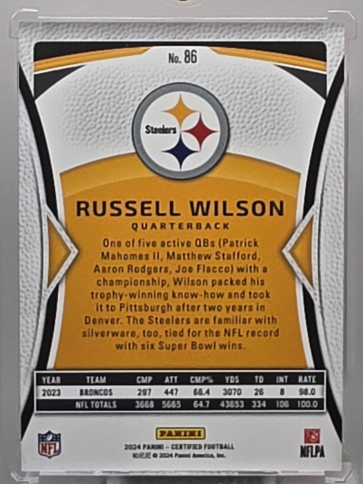 2024 Panini Certified - Russell Wilson - Orange /150 - #86 **Buy 3 Get 1**