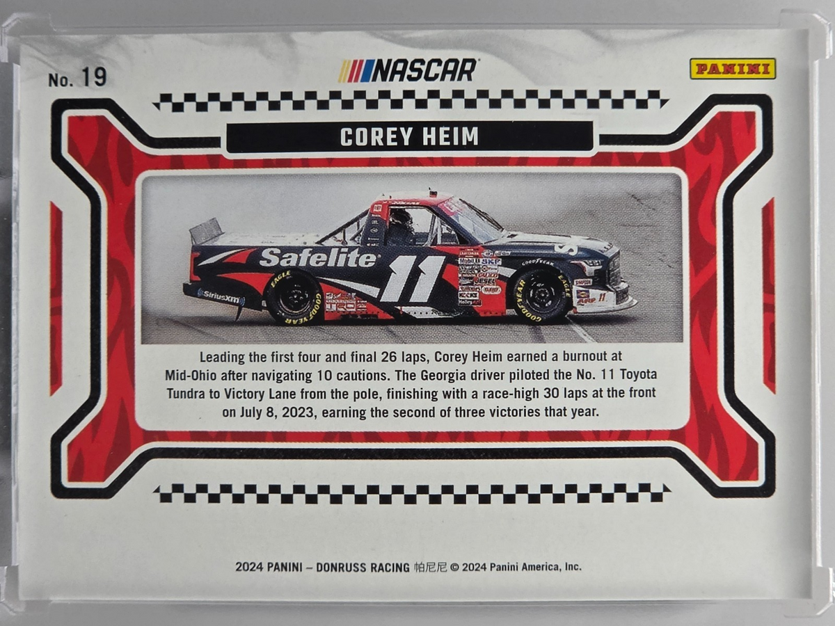 2024 Panini Donruss - Corey Heim - Burning Rubber Base - #19 - Buy 3 Get 1