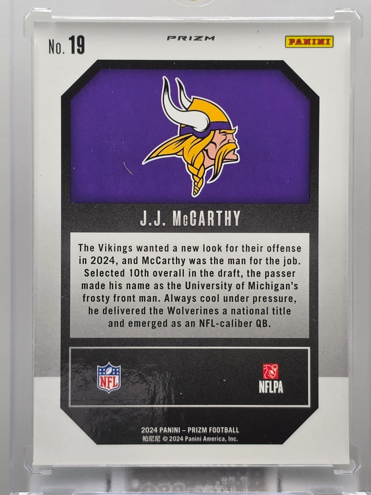 2024 Panini Prizm- JJ McCarthy - Emergent (Green) - #19 ** Buy 3 Get 1 **