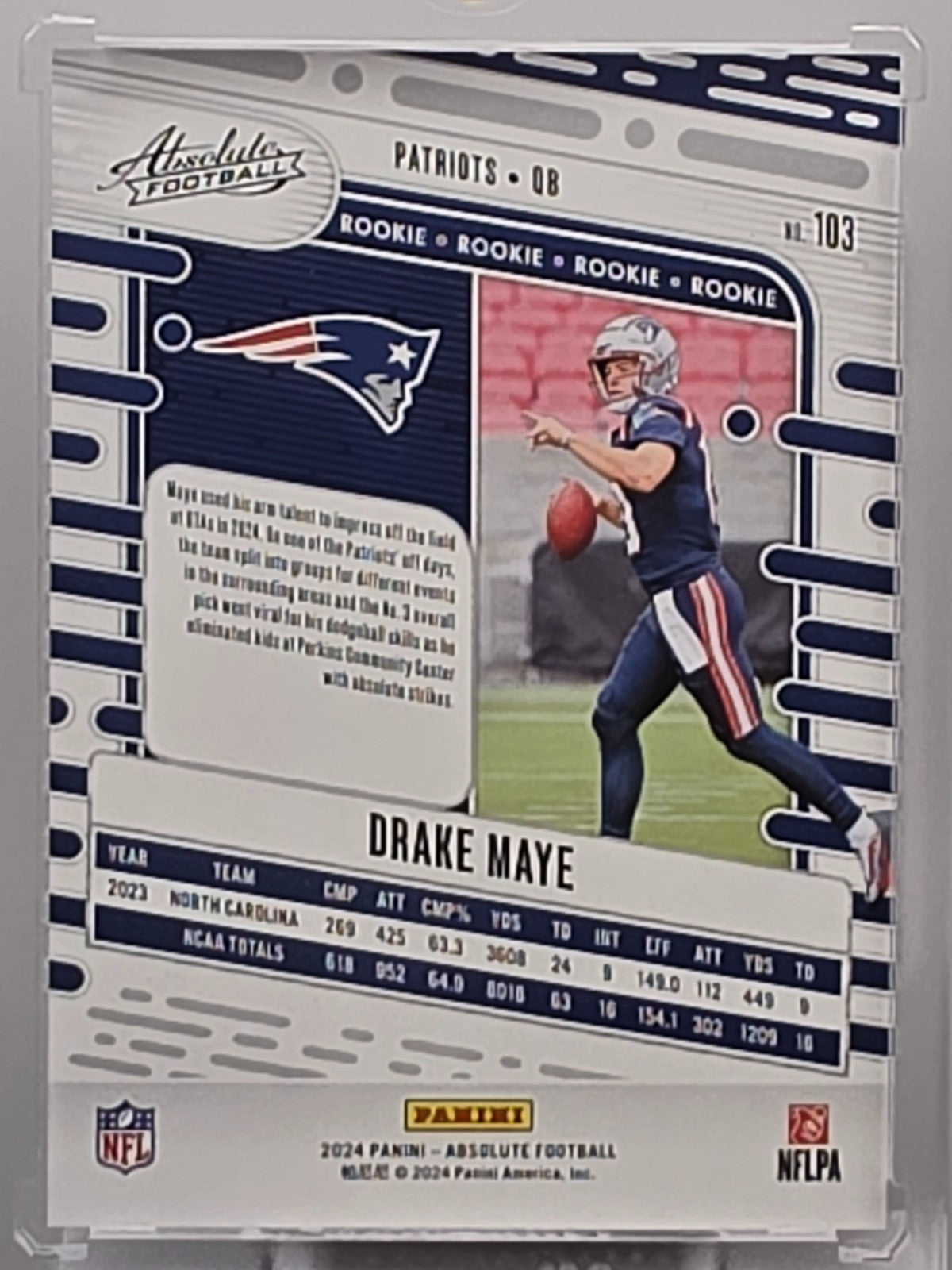 2024 Panini Absolute - Drake Maye (RC) - Base Rookie - #103