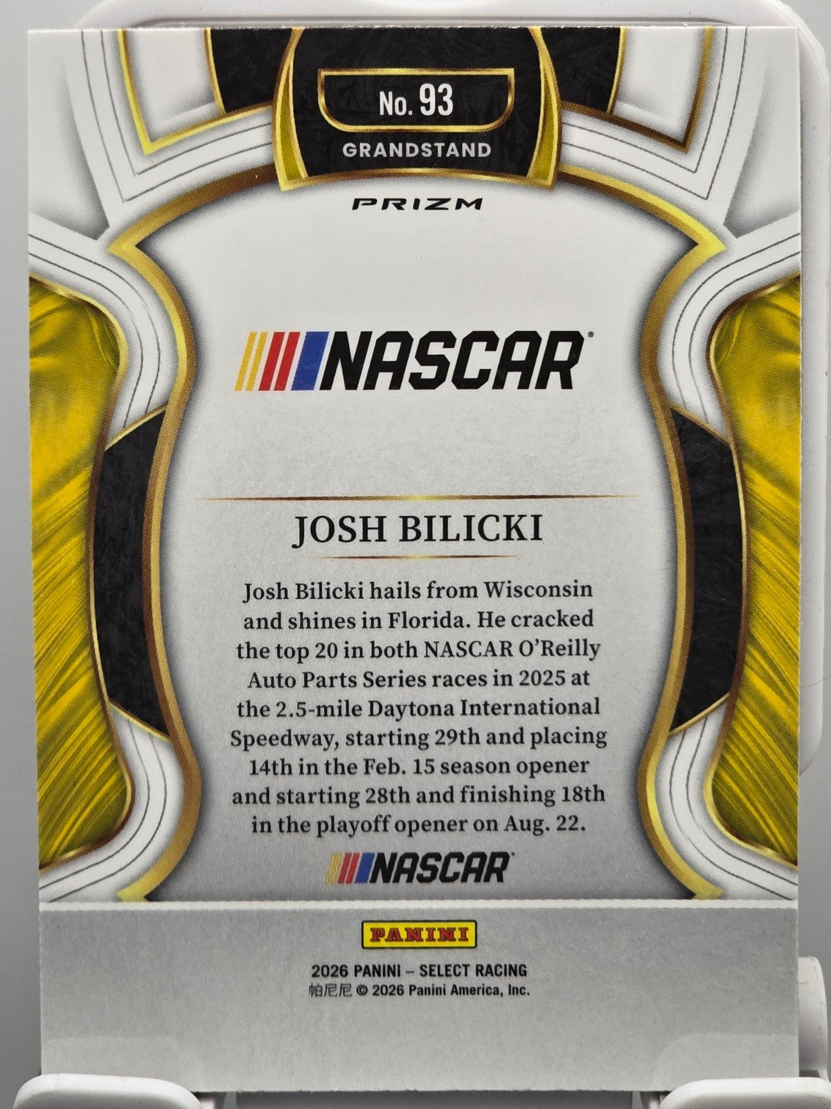 2026 Select Racing - #93 Josh Bilicki - Grandstand - Red Flash