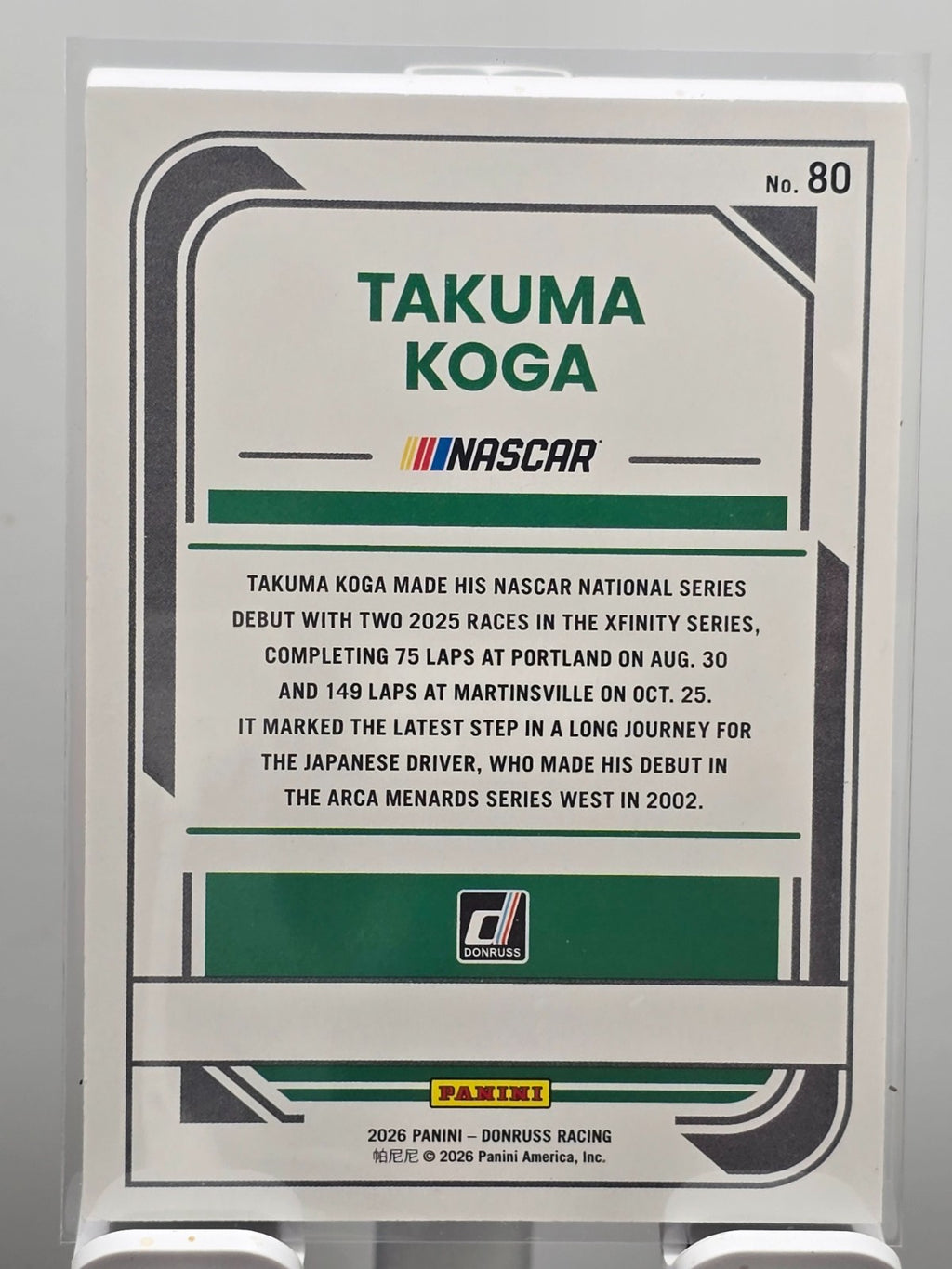 2026 Donruss NASCAR Racing - #80 Takuma Koga - Red /299