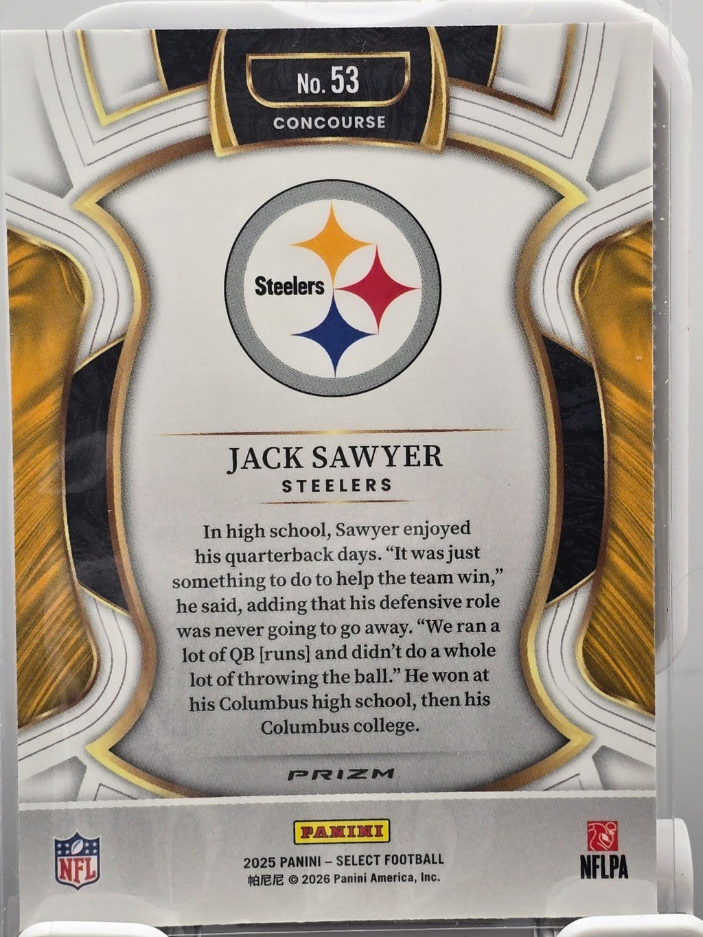 2025 Select Football Concourse Red White Blue PrizmJack Sawyer #53 - Steelers