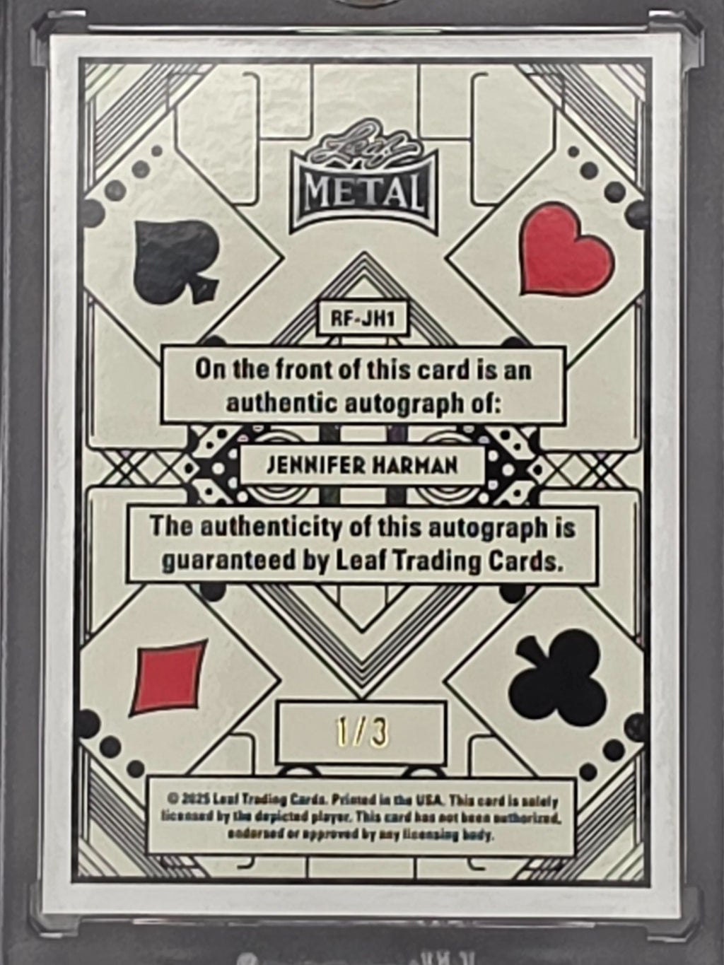 2025 Leaf Poker Jennifer Harman " Queen of Clubs " Autographed Card  1/3