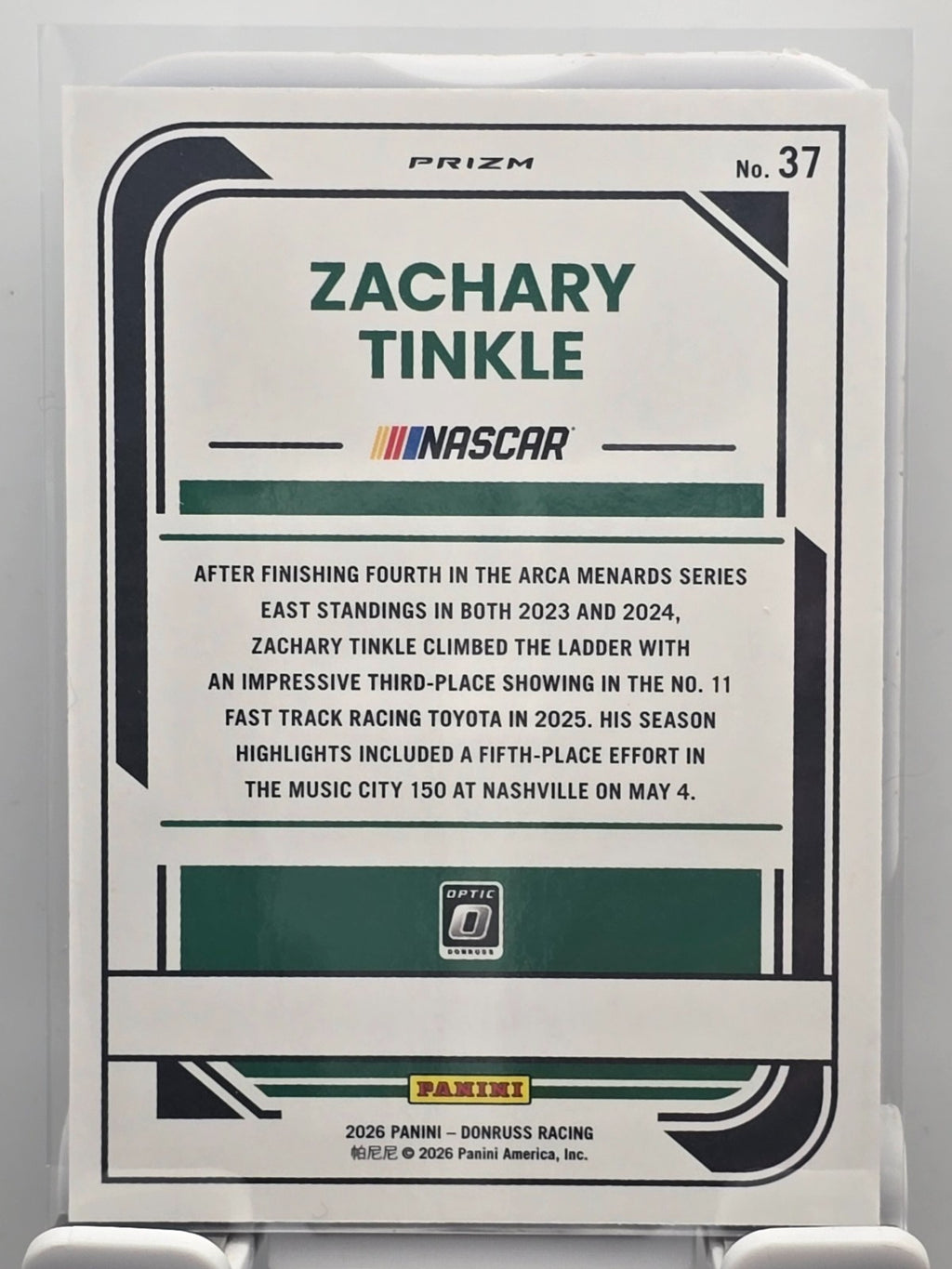 2026 Donruss OPTIC NASCAR Racing - #37 Zachary Tinkle - Blue Velocity