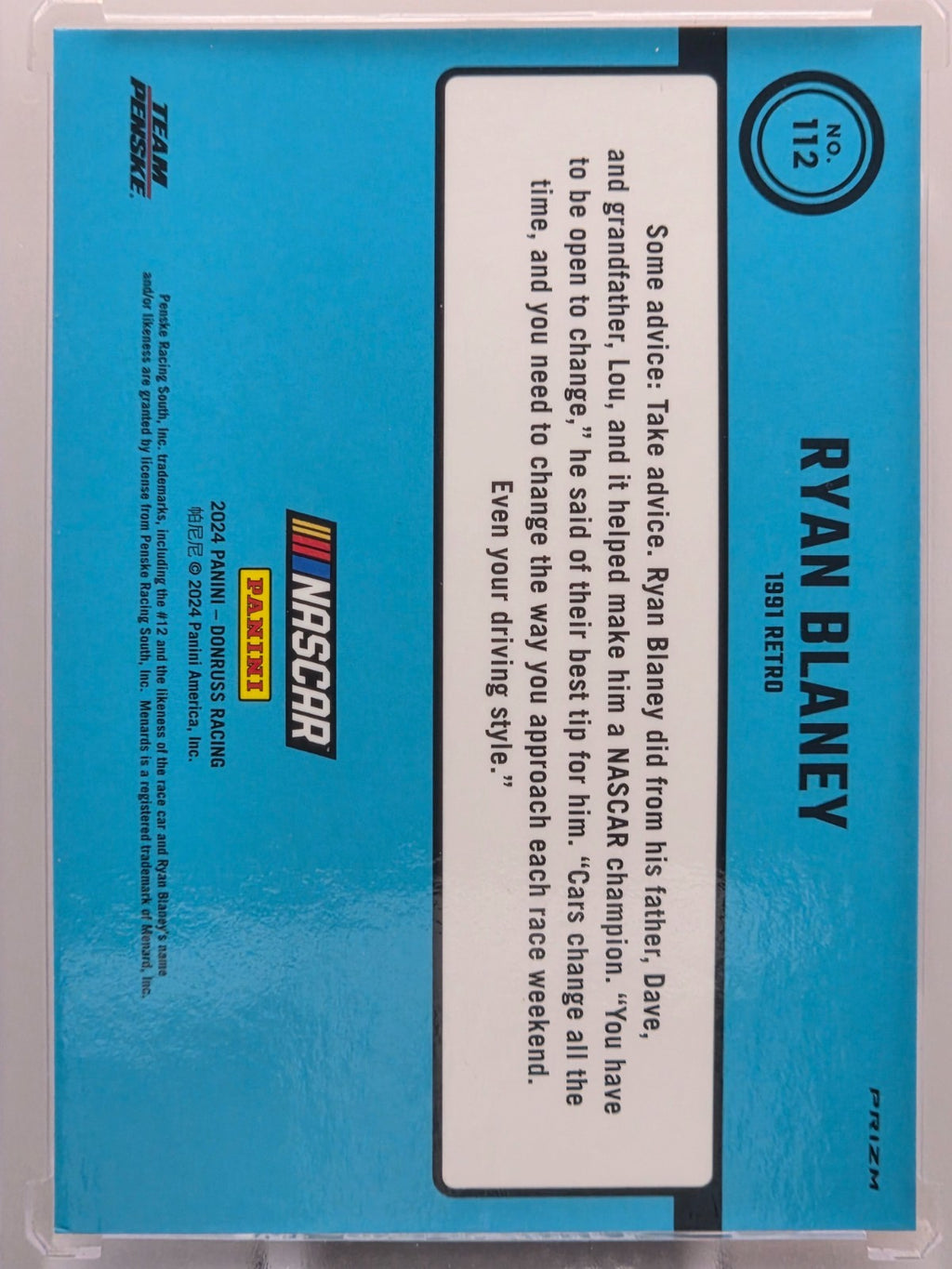 2024 Panini Donruss - Ryan Blaney - Orange Velocity - #112 - Buy 3 Get 1!
