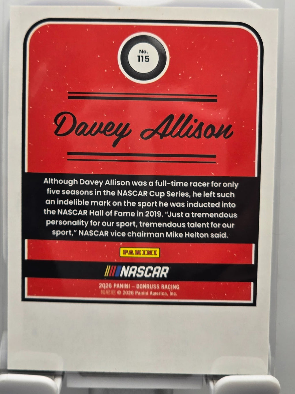 2026 Donruss NASCAR Racing - #115 Davey Allison - Throwback - Blue Base /199