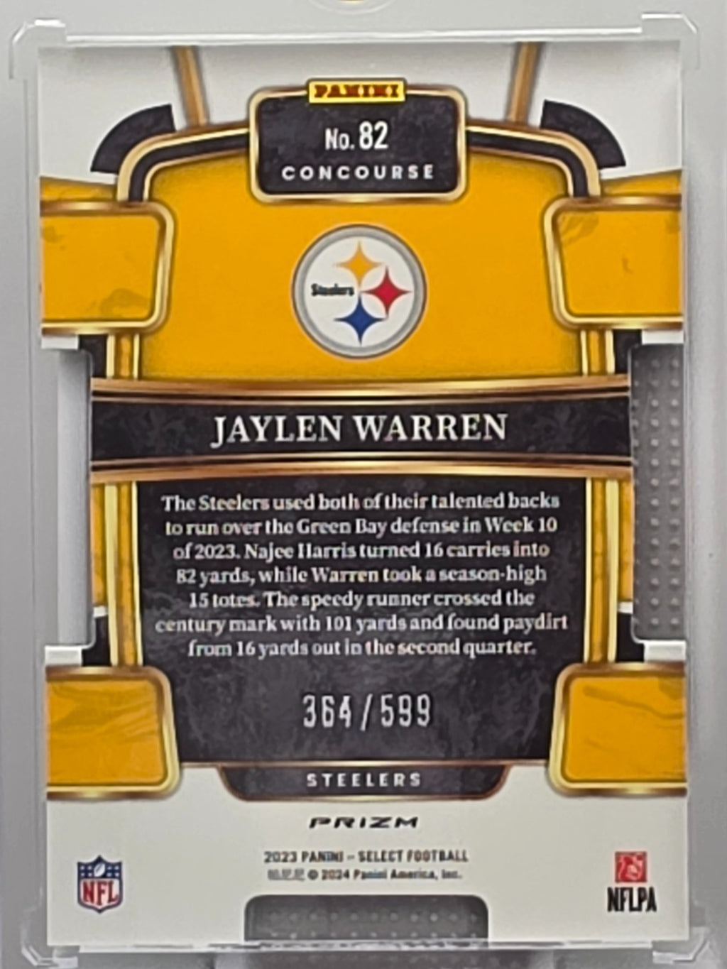 2023 Panini Select - Jaylen Warren - Lime Green /599 - #82 **Buy 3 Get 1**