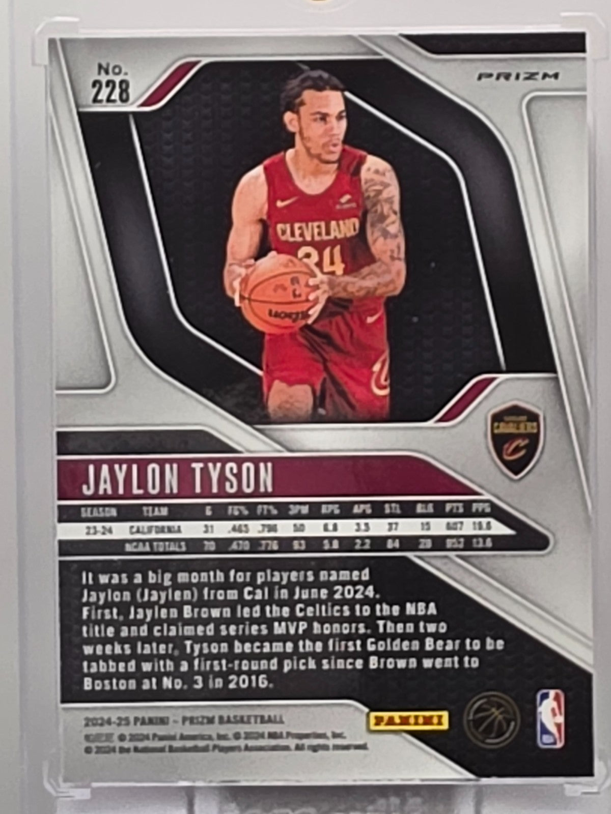 2024-25 Panini Prizm - Jaylon Tyson (RC) - Pink Ice Prizm - #228