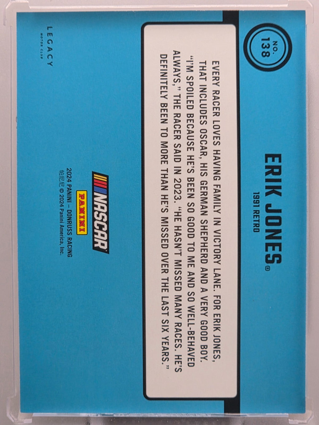 2024 Panini Donruss - Erik Jones - Throwback Purple /99 - #138 - Buy 3 Get 1