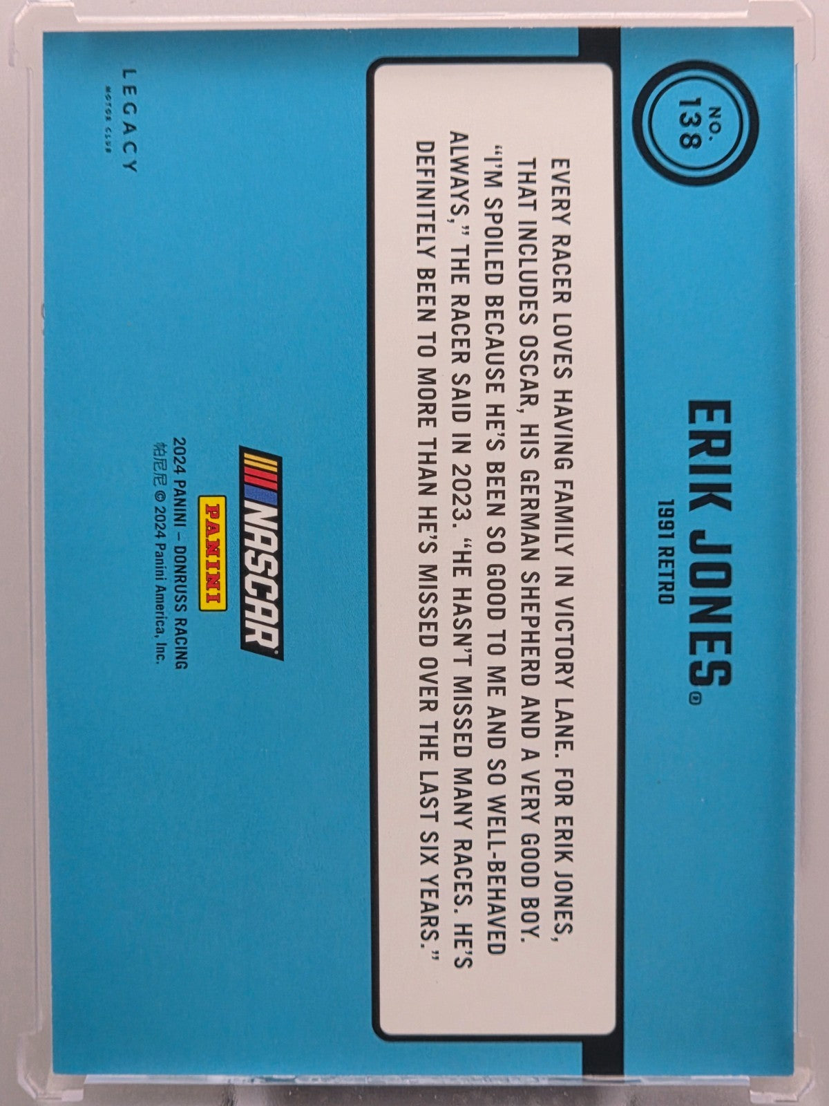2024 Panini Donruss - Erik Jones - Throwback Purple /99 - #138 - Buy 3 Get 1