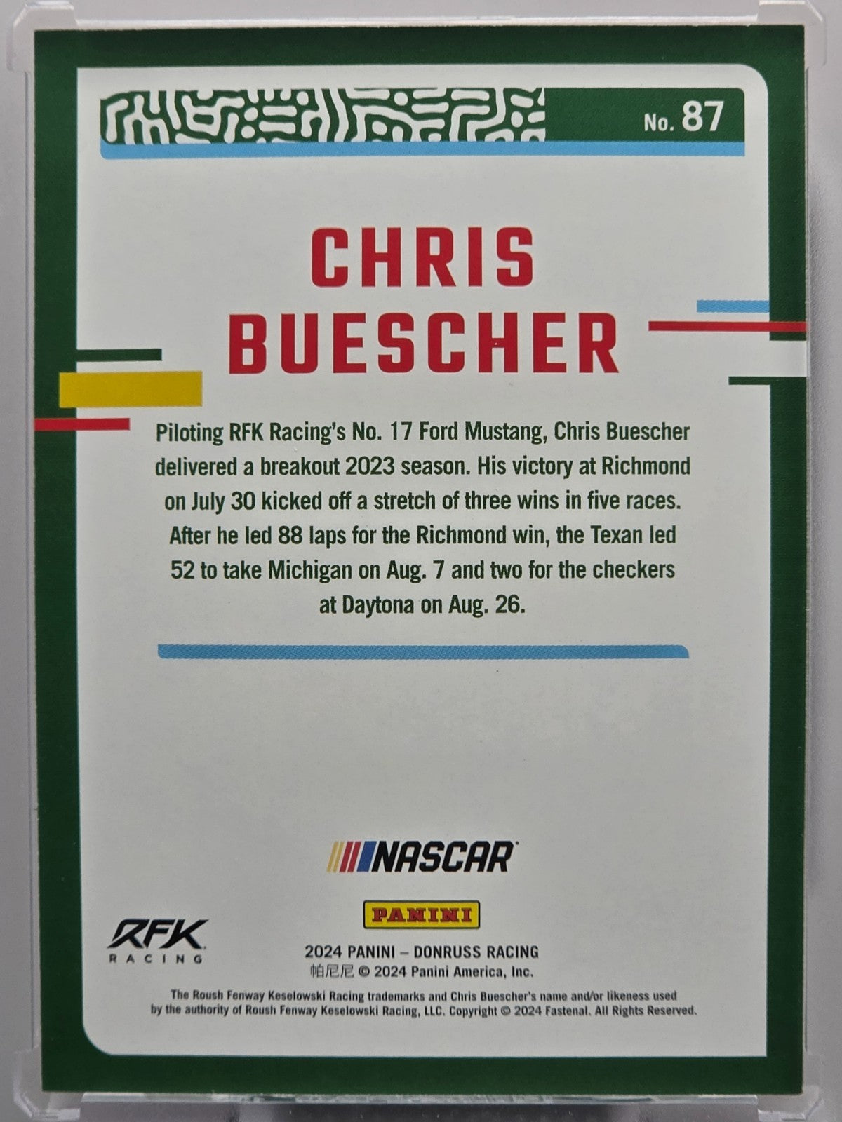 2024 Panini Donruss - Chris Buescher - Red /299 - #87 - Buy 3 Get 1