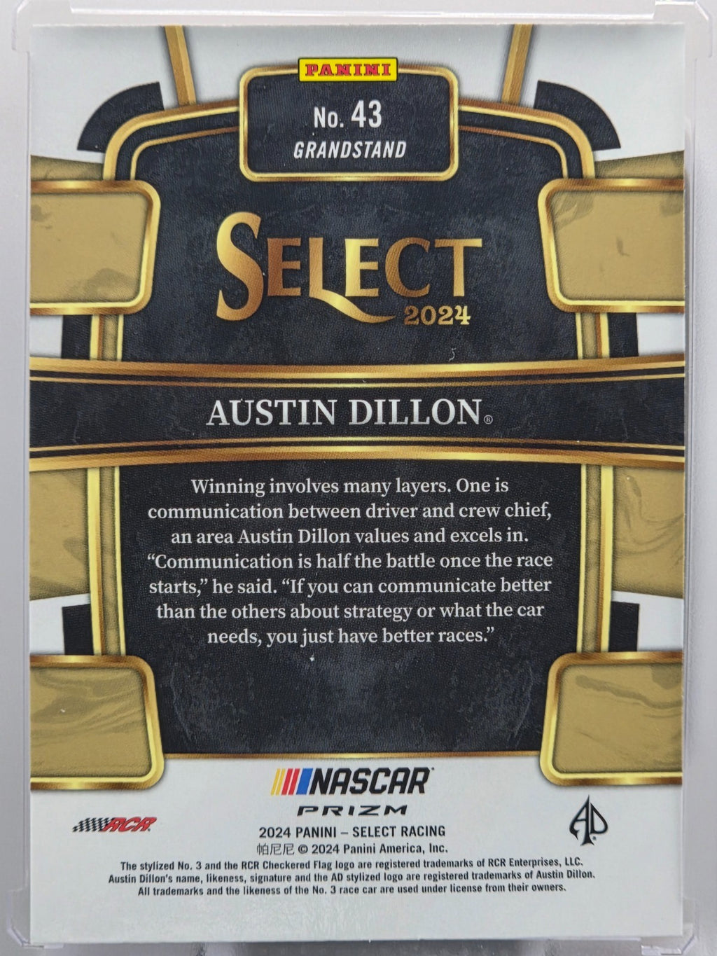 2024 Panini Select - Austin Dillon - Orange Flash Prizm - #43 - Buy 3 Get 1!