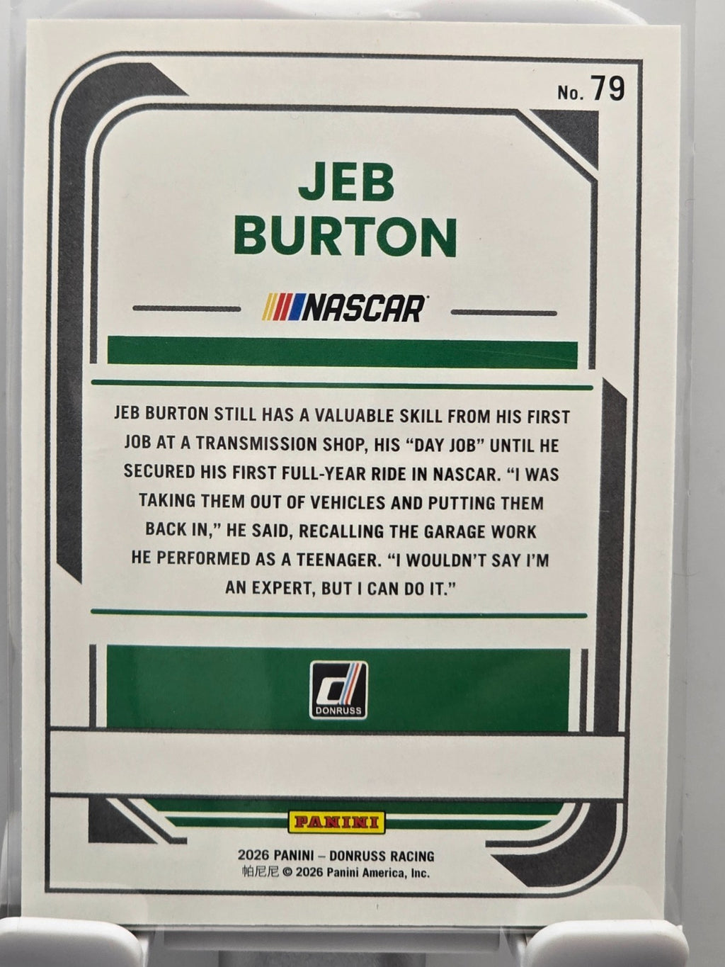 2026 Donruss NASCAR Racing - #79 Jeb Burton - Mojo Base /25