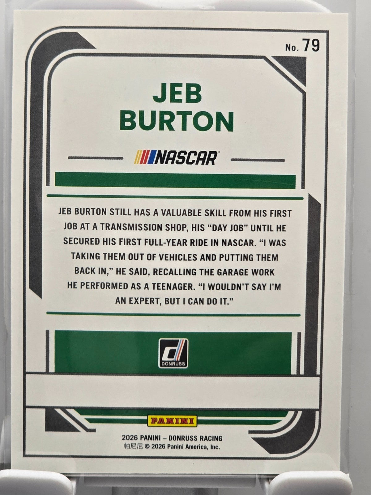 2026 Donruss NASCAR Racing - #79 Jeb Burton - Mojo Base /25
