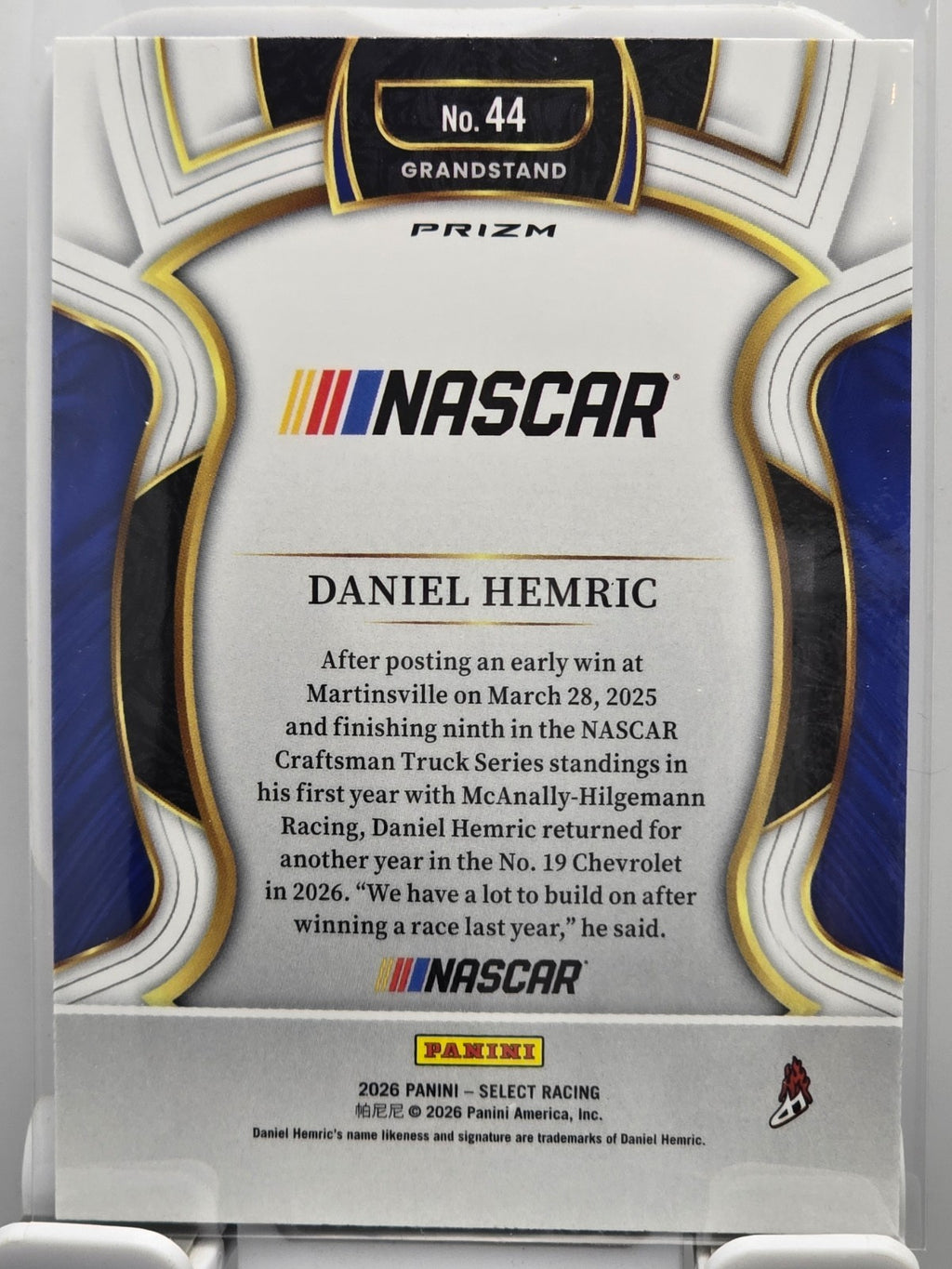 2026 Select Racing - #44 Daniel Hemric - Grandstand - Silver SP