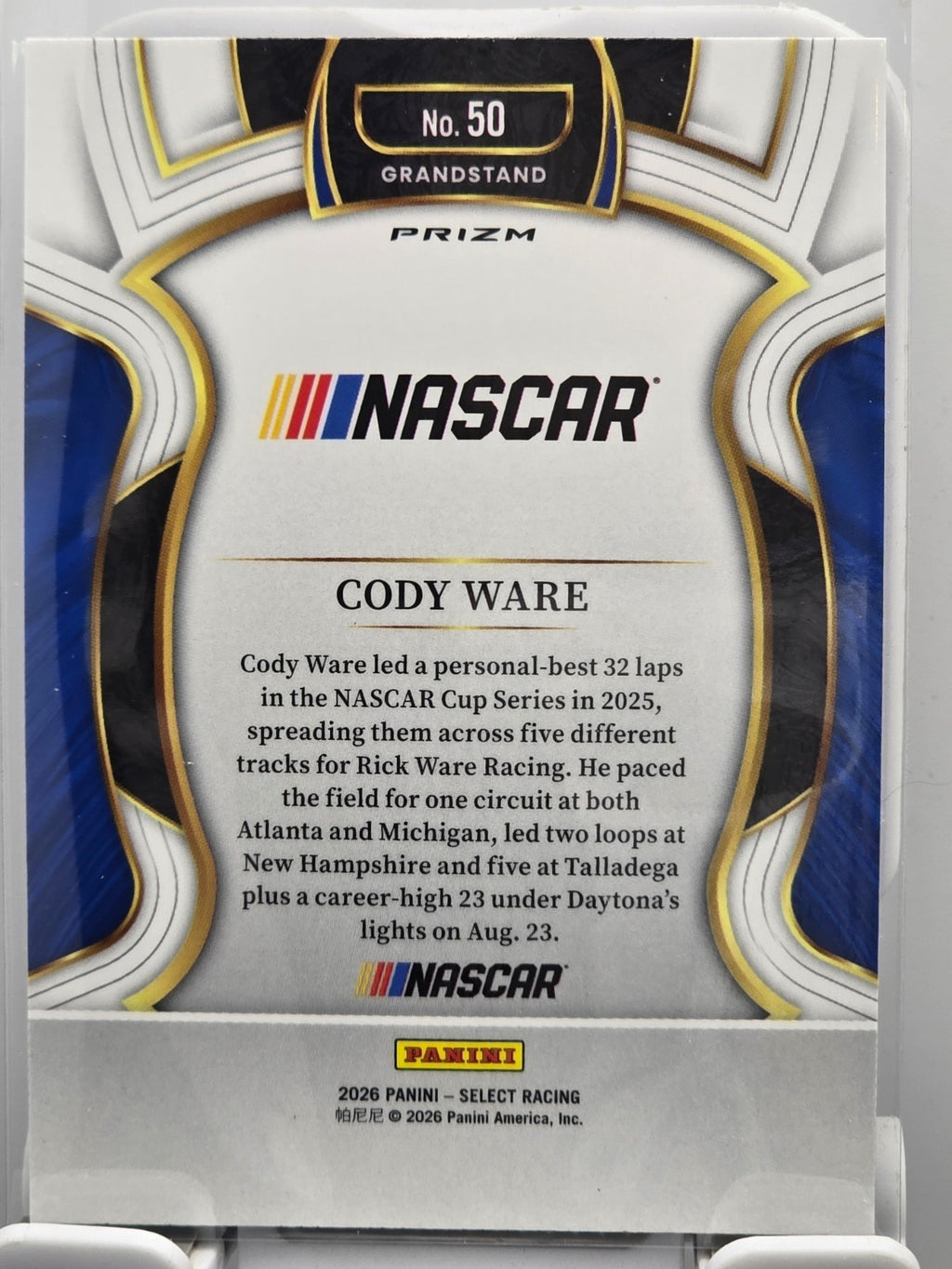 2026 Select Racing - #50 Cody Ware - Grandstand - Silver SP