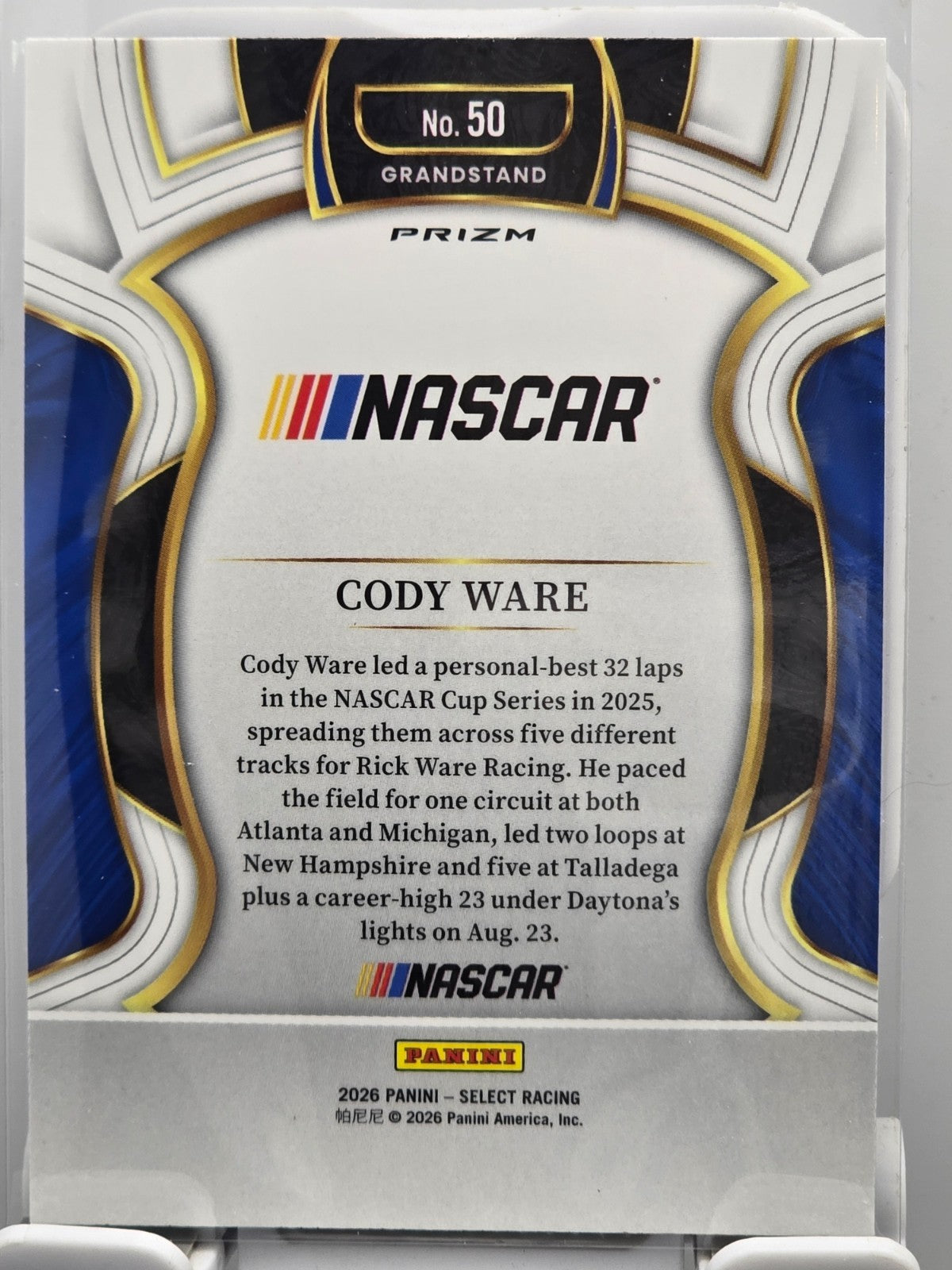 2026 Select Racing - #50 Cody Ware - Grandstand - Silver SP