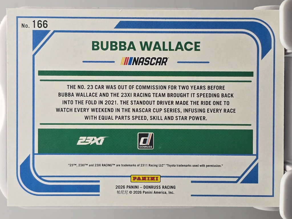 2026 Panini Donruss Racing - Bubba Wallace #166 - Red /299