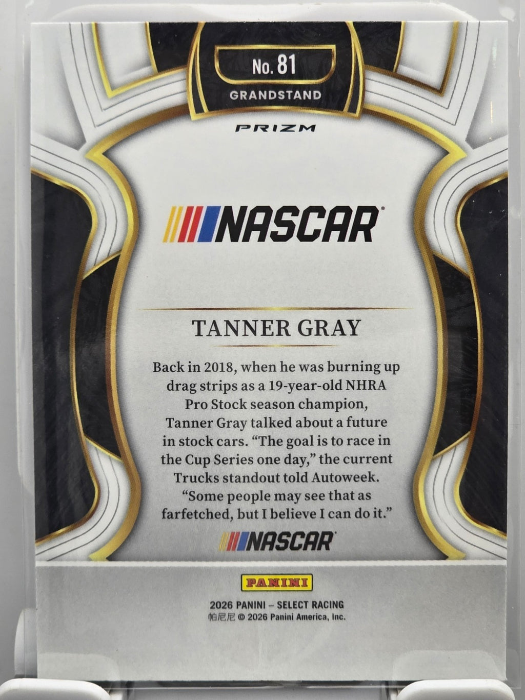 2026 Select Racing - #81 Tanner Gray - Grandstand - Silver SP