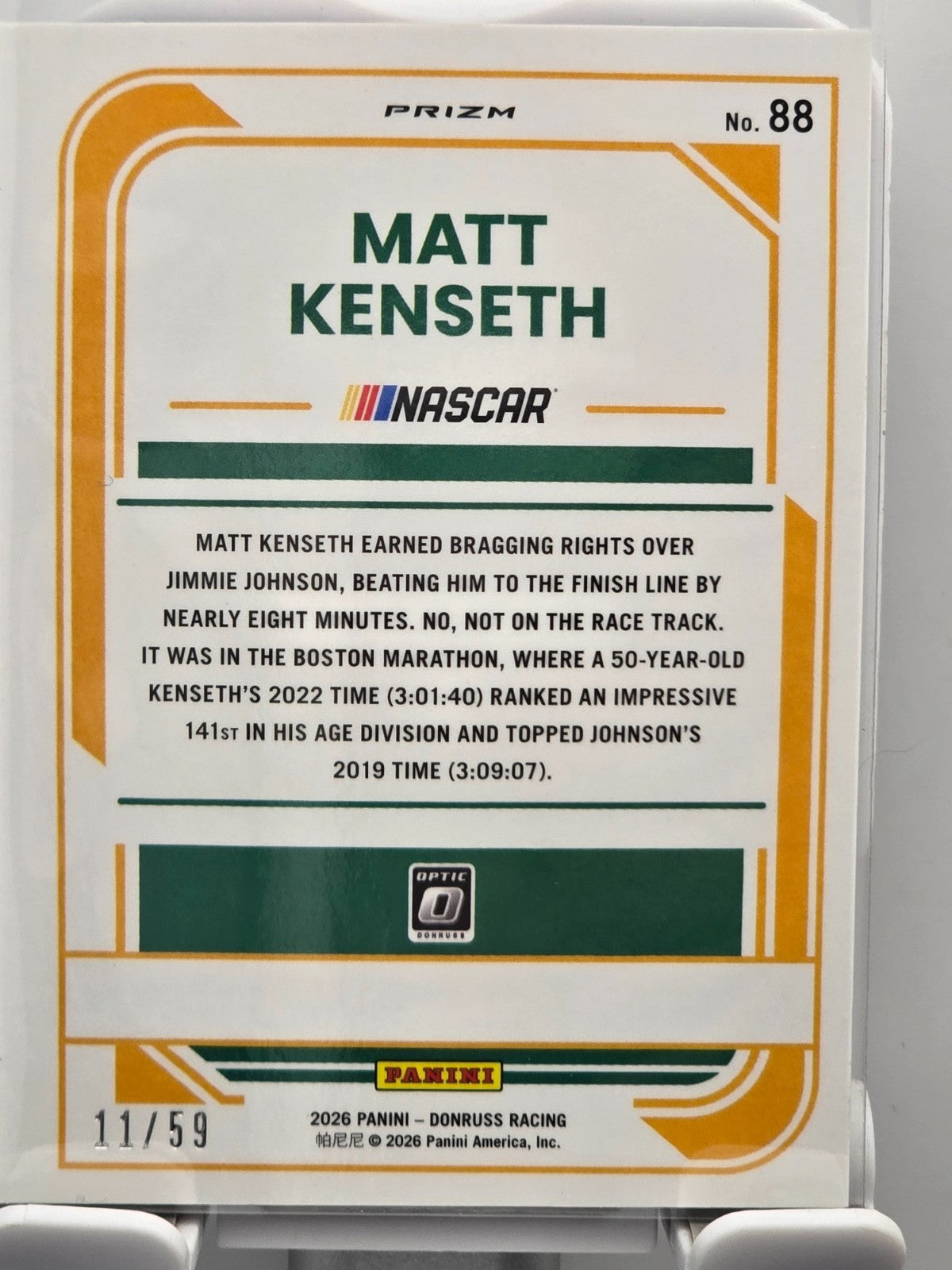 2026 Donruss OPTIC NASCAR Racing - #88 Matt Kenseth - Purple Velocity /59