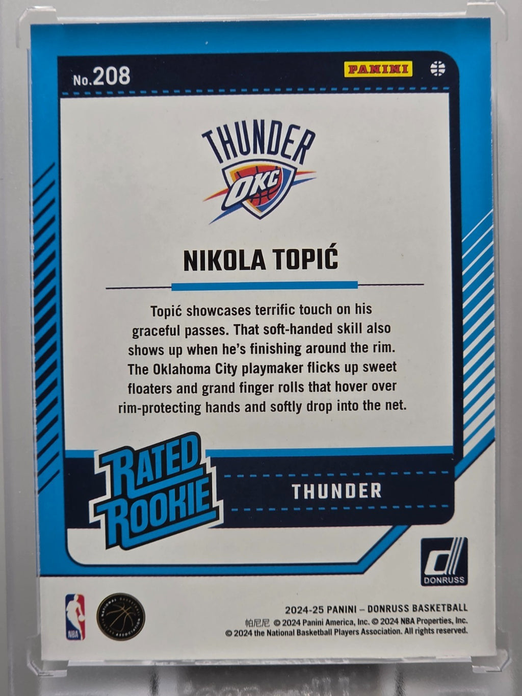 2023-24 Donruss - Nikola Topic (RC) - Holo Green Laser - #208