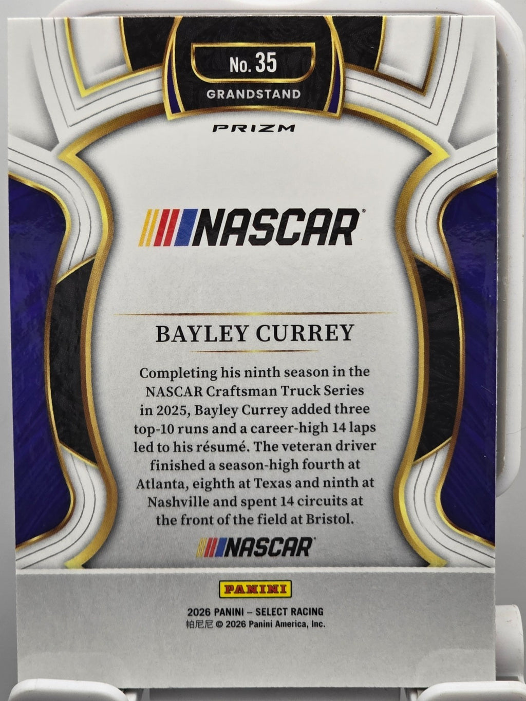 2026 Select Racing - #35 Bayley Currey - Grandstand - Red Flash