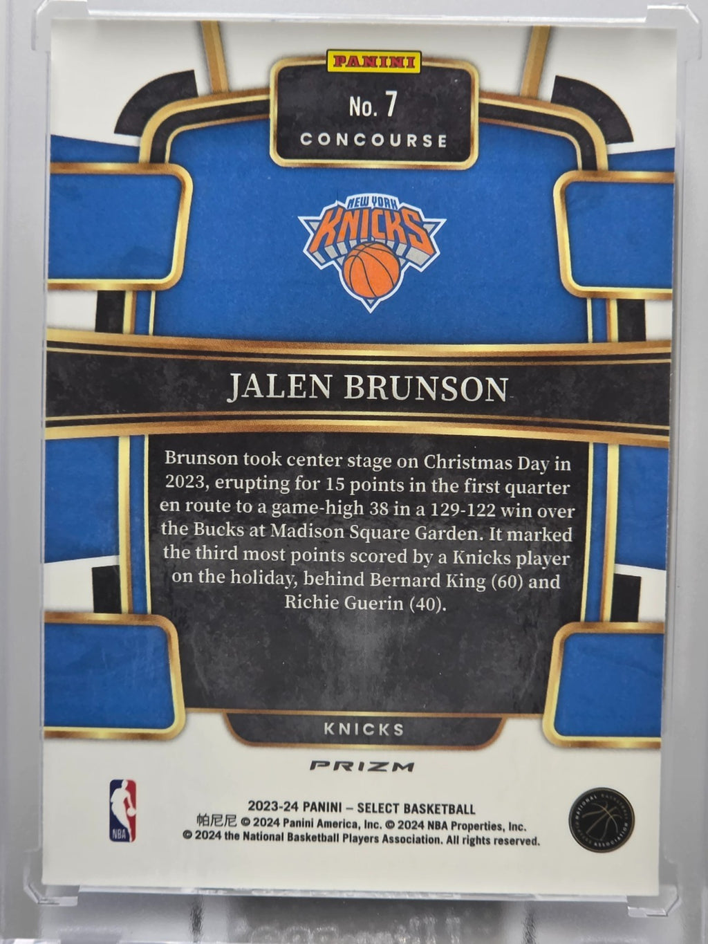 2023-24 Panini Select - Jalen Brunson - Blue Cracked Ice Prizm - #7