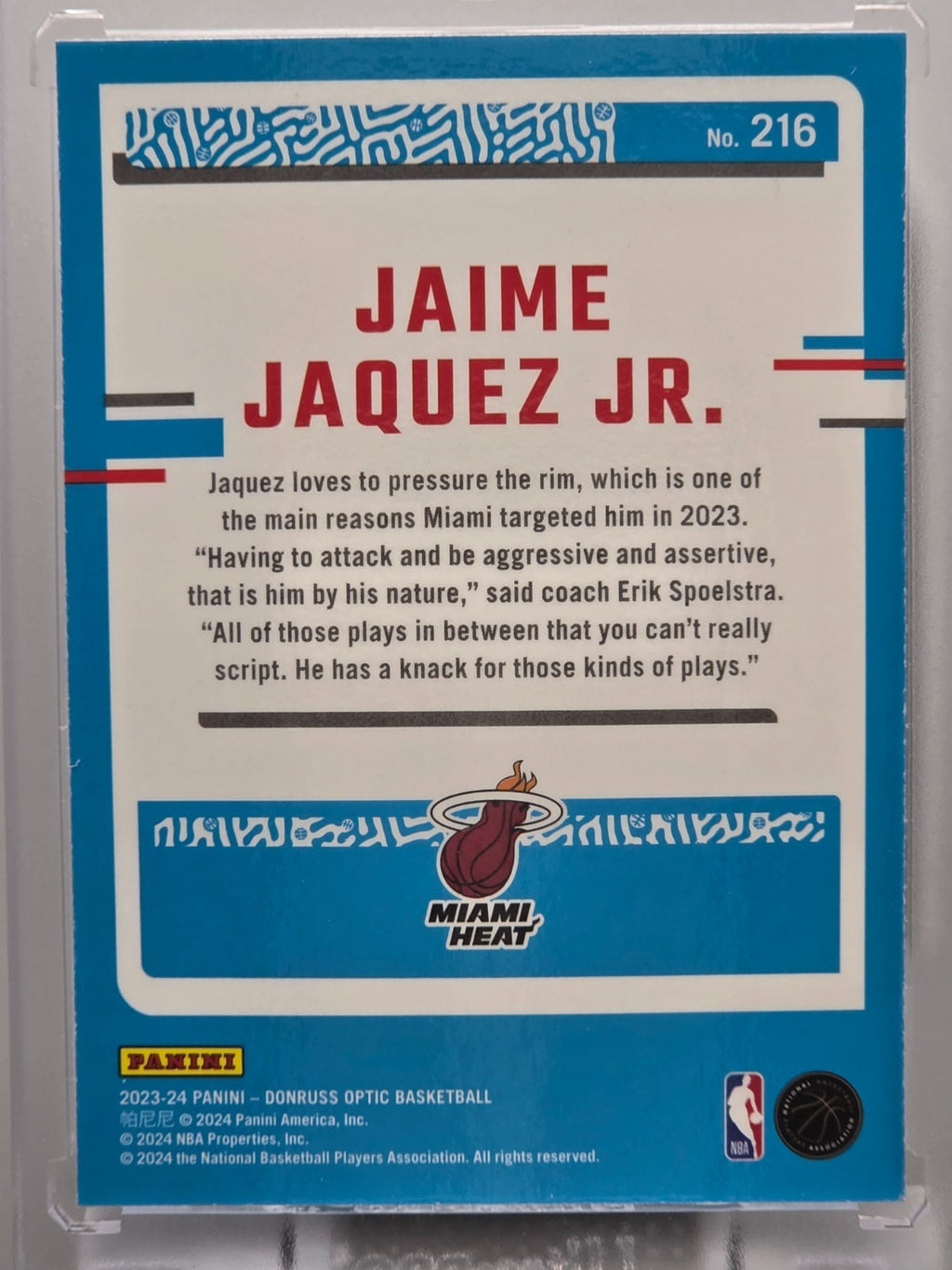 2023-24 Donruss Optic - Jaime Jaquez Jr. (RC) - Rookie Base - #216