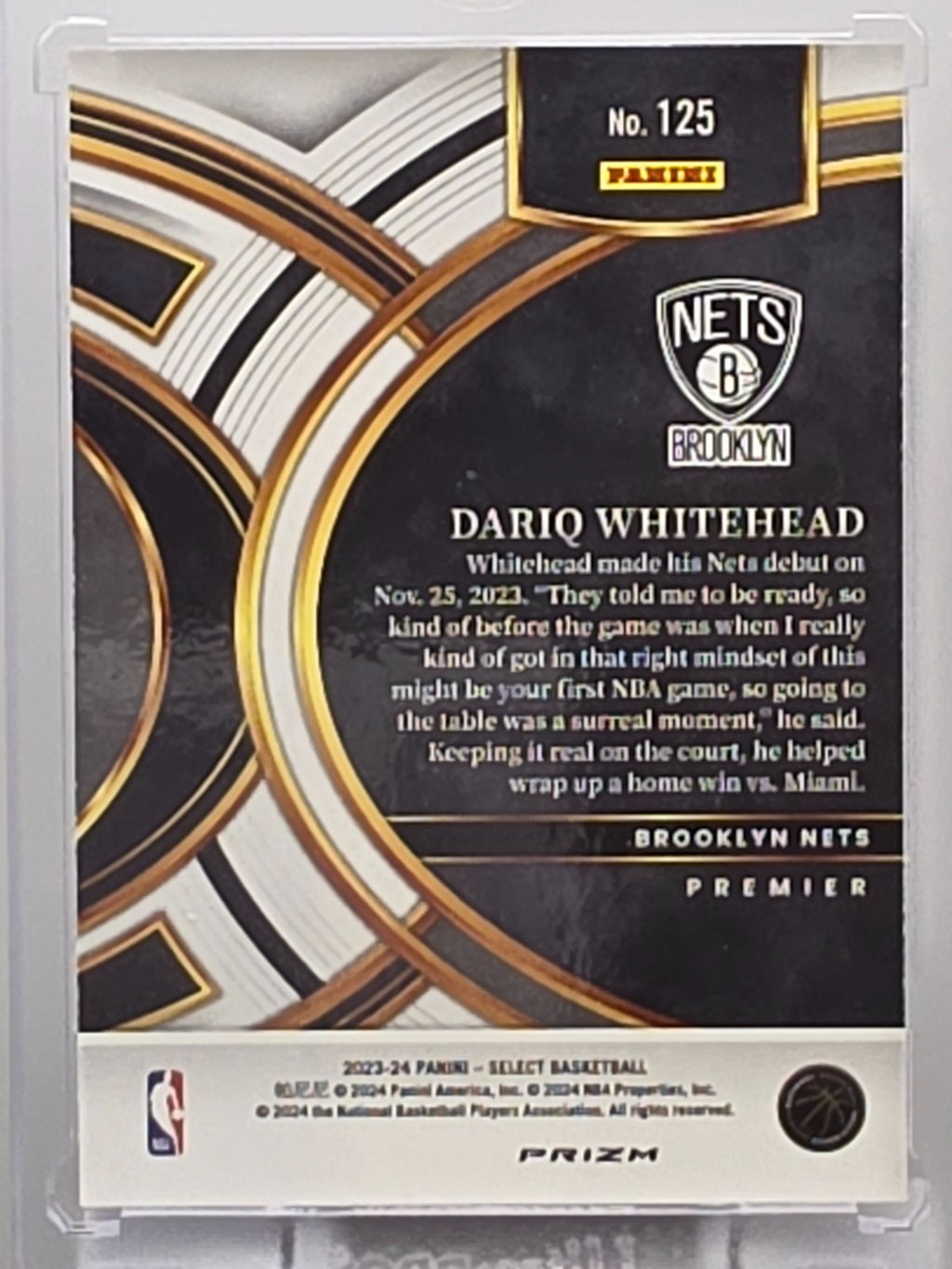2023-24 Panini Select - Dariq Whitehead (RC) - Blue Cracked Ice Prizm - #125