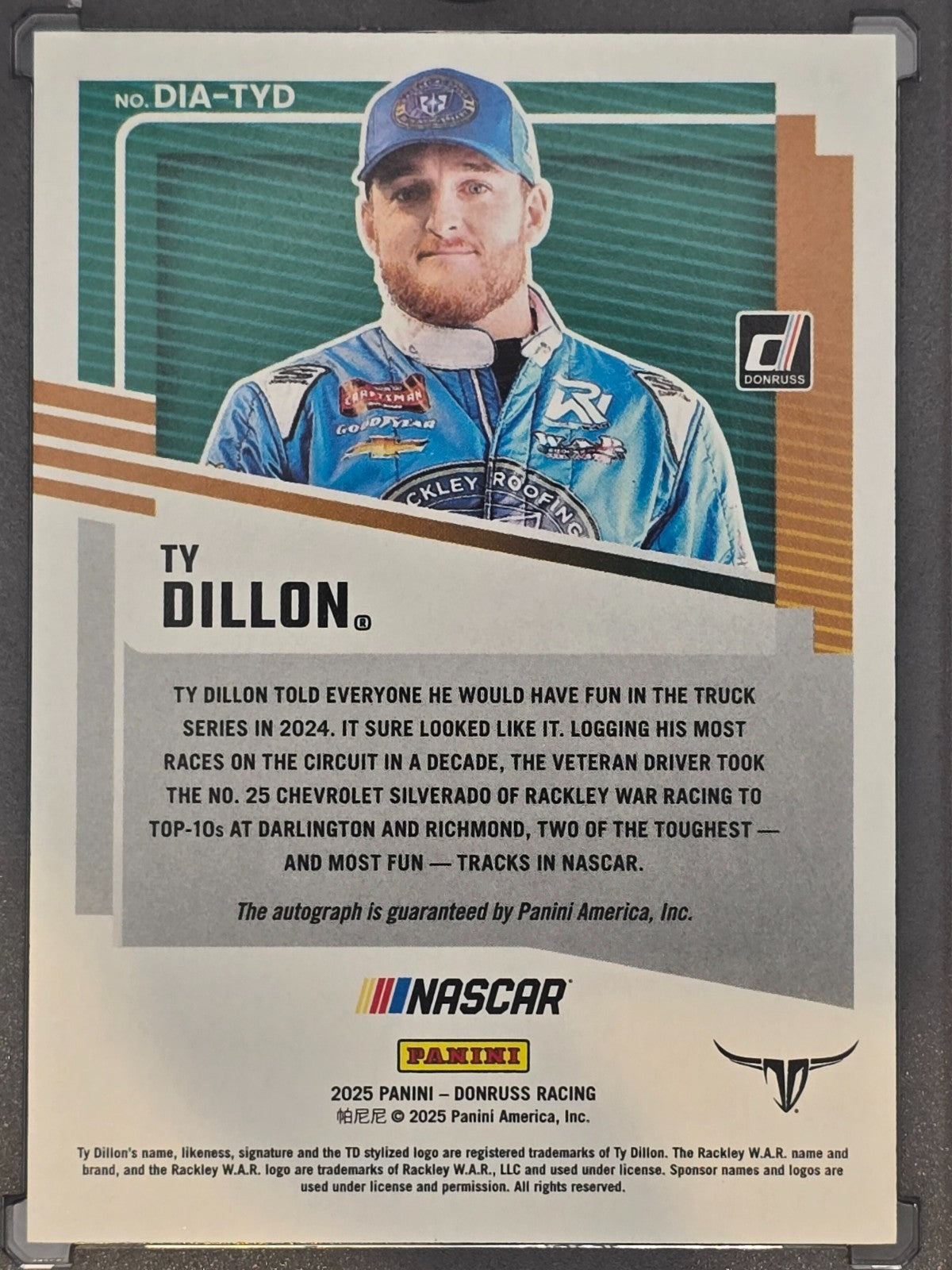 2025 Panini Donruss - Ty Dillon - Dialed In - Xplosion /25 - #DIA-TYD