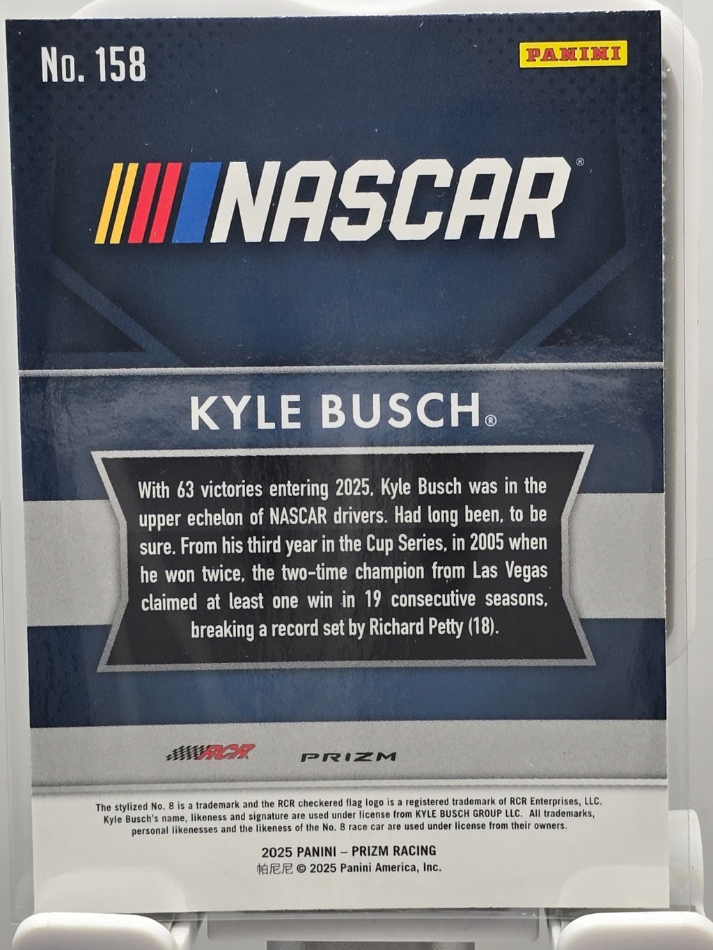 2025 Prizm Racing - #158 Kyle Busch - Throwback - Holo / Silver Prizm