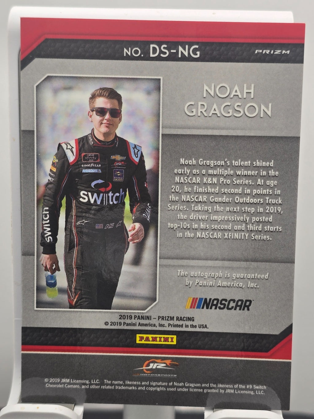 2019 Prizm Racing - Noah Gragson - Driver Signatures - #DS-NG On Card Autograph