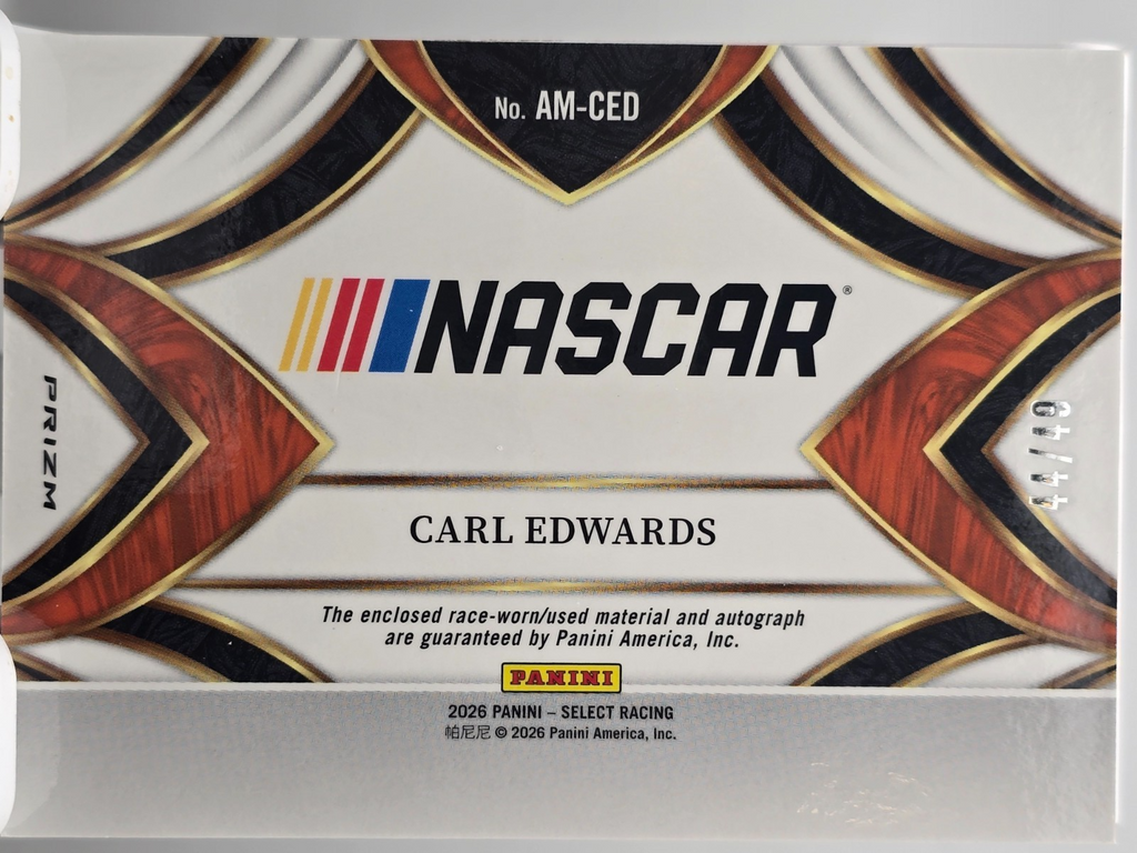 2026 Select Racing - Carl Edwards #AM-CED - Patch Autograph - Red /49