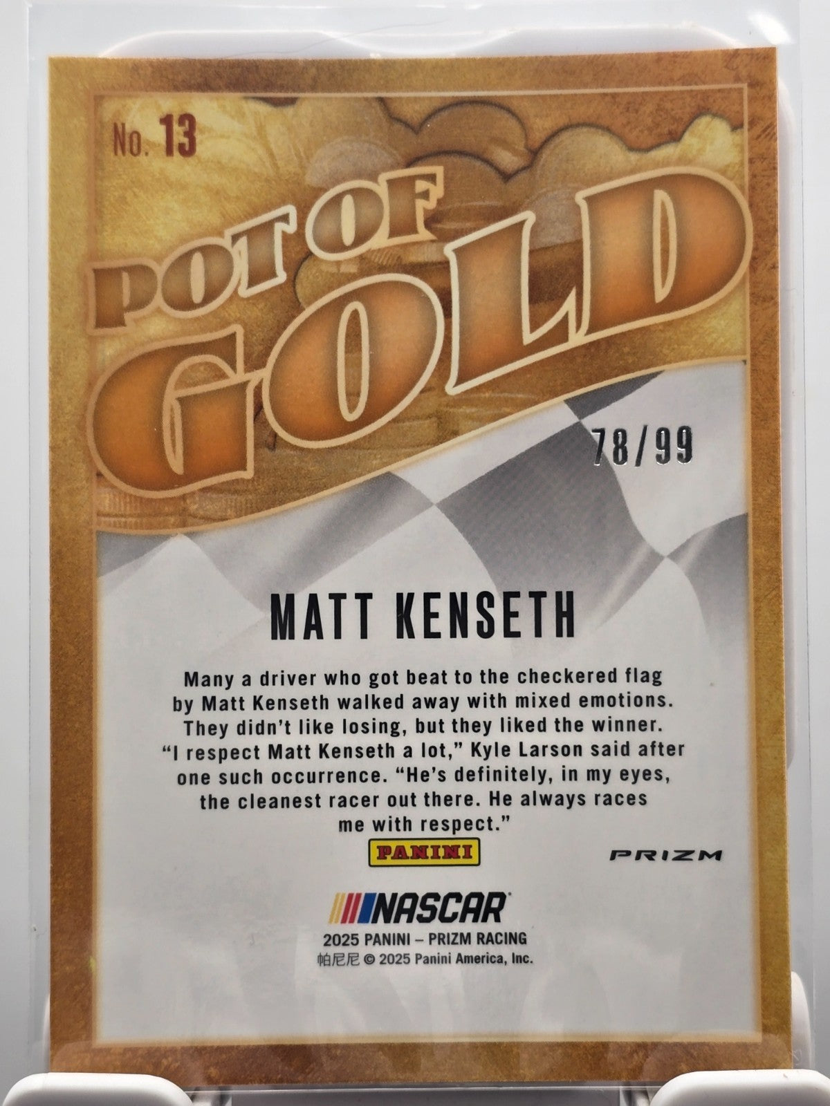 2025 Panini Prizm Racing -  Matt Kenseth - Pot Of Gold #13 - Red Prizm /99