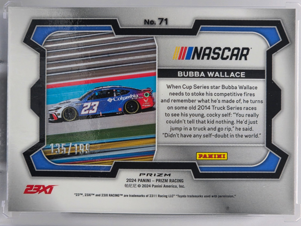 2024 Prizm Racing - Bubba Wallace - Blue Prizm /199 - #71 - Buy 3 Get 1 Free!