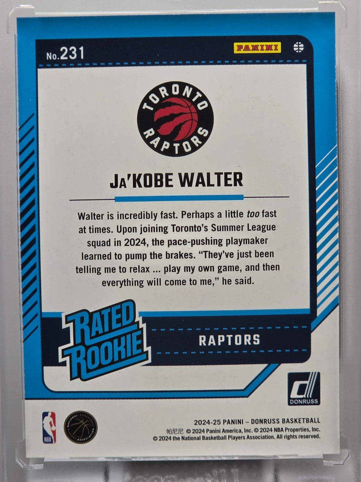 2023-24 Donruss - Ja'Kobe Walter (RC) - Holo Green Laser - #231