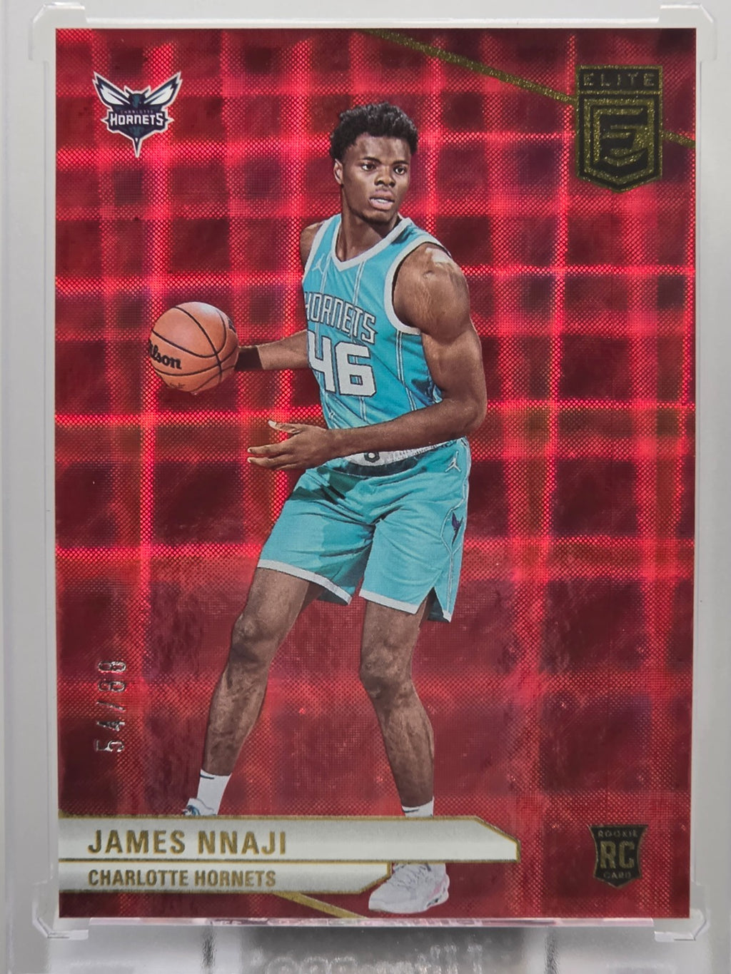 2023-24 Donruss Elite - James NNaji (RC) - Red Hyper /88 - #243